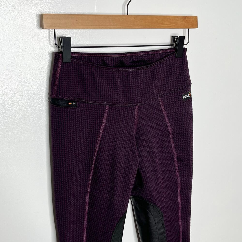 Kerrits Womens Pull On Riding Tight Pants XS Purple Black Houndstooth Equestrian - Picture 3 of 10